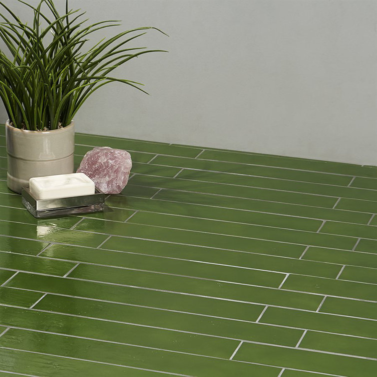 Moss Green 3x18 Rectified Polished Porcelain Tile