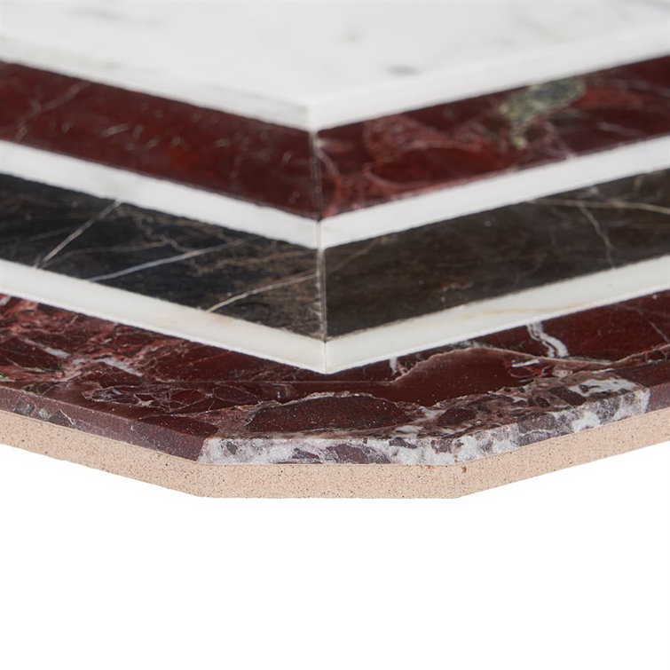 Bordeaux and Maroon Geometric Marble Mosaic Tile 11x18