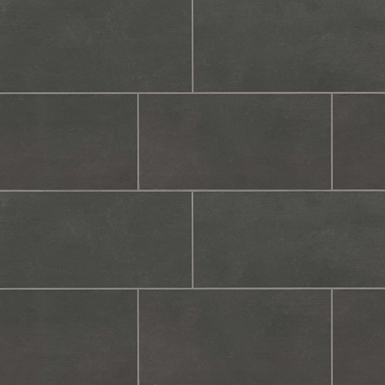 Simply Modern 12" x 24" Black Porcelain Concrete Look Tile
