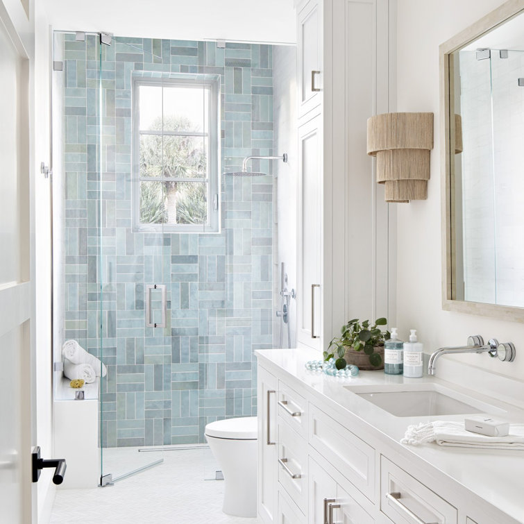 Handmade Baby Blue Rectangular Ceramic Wall Tile
