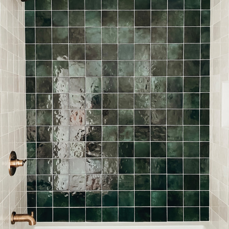 Cloe 5" x 5" Glossy Green Ceramic Wall Tile