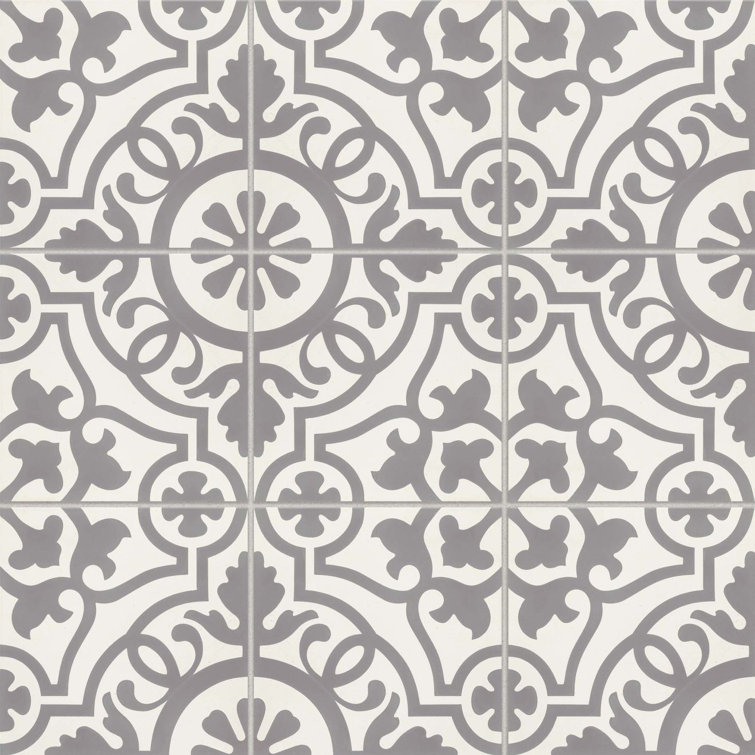 Remy 8" x 8" Gray Matte Cement Encaustic Tile