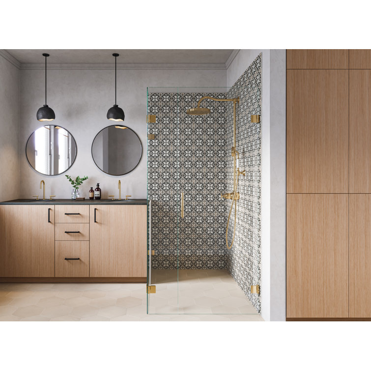 Casablanca 5'' x 5'' Black and White Ceramic Patterned Tile