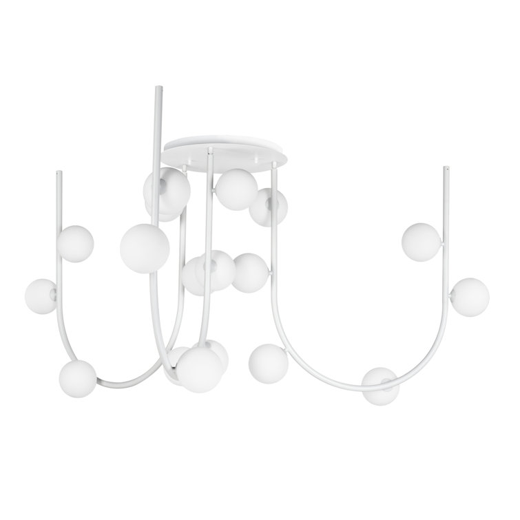 White Glass Globe LED 15-Light Chandelier