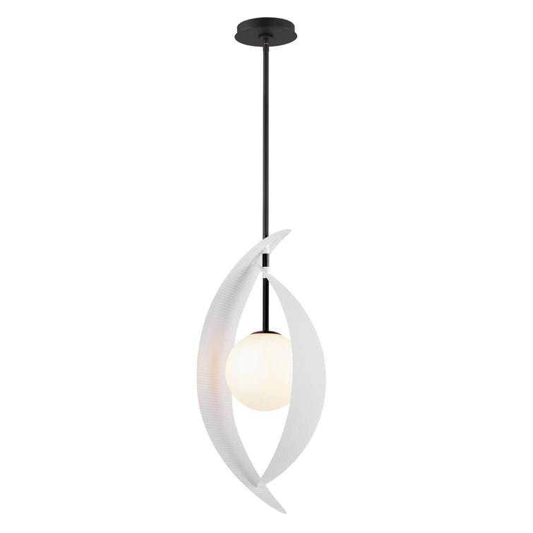 Matte White and Black Glass LED Mini Pendant Light