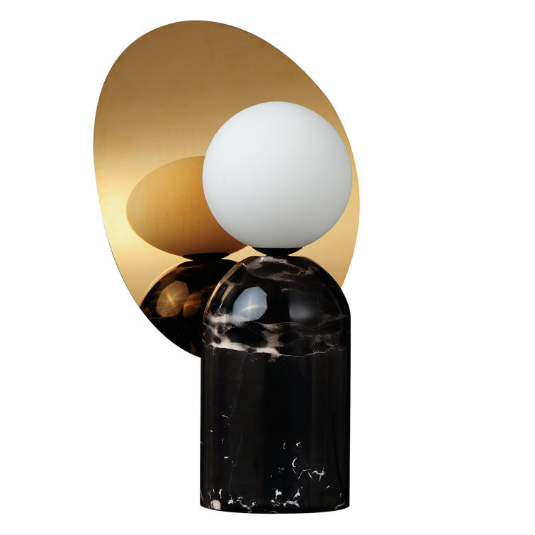 Black Marble and Opal Glass Modern Table Lamp