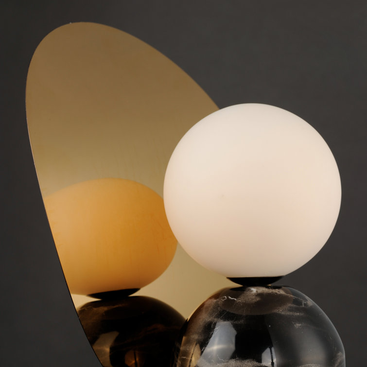 Black Marble and Opal Glass Modern Table Lamp