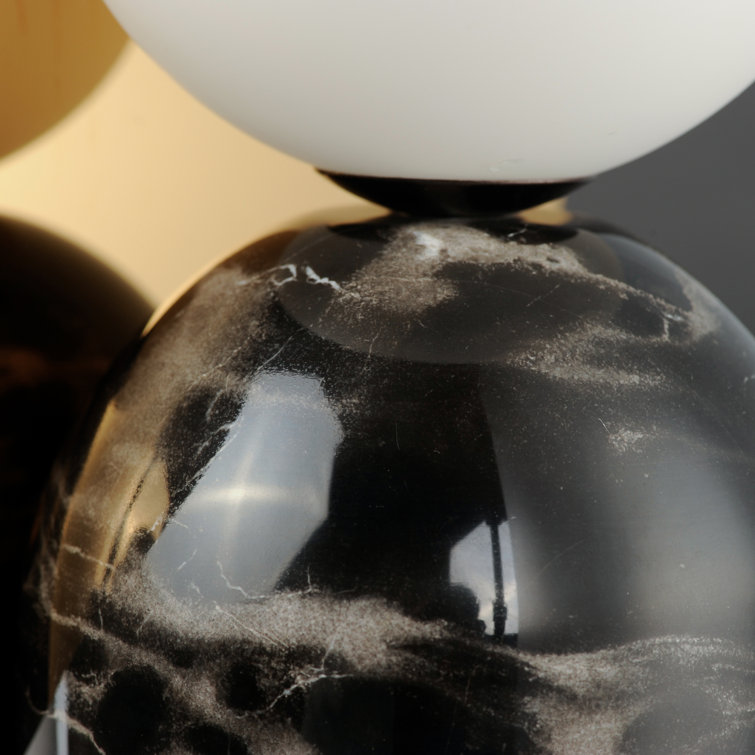 Black Marble and Opal Glass Modern Table Lamp