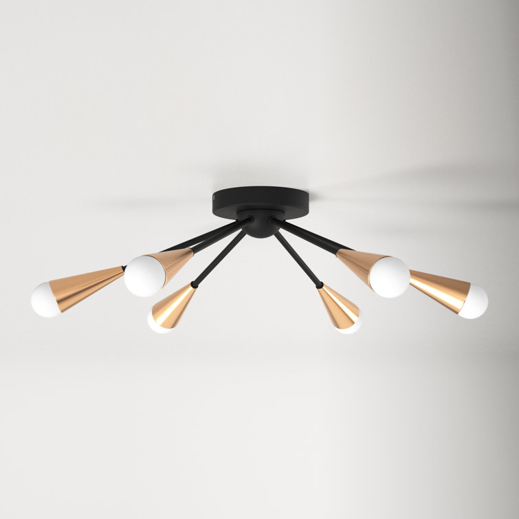 Clive Satin Brass 25" Modern Half-Sputnik Flush Mount