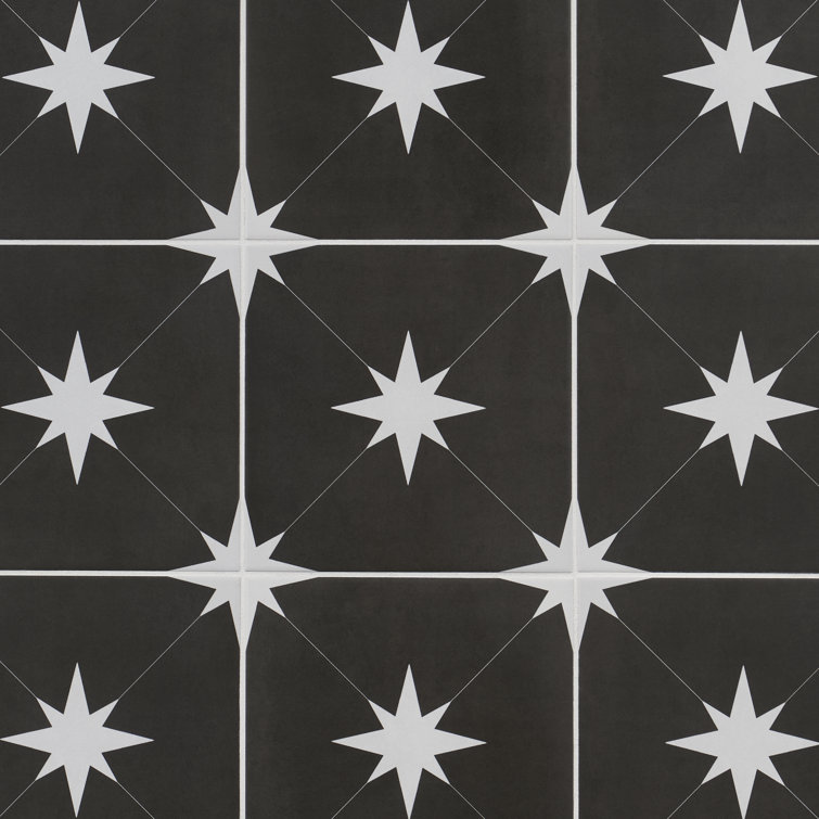 Moab 9" x 9" Matte Black and White Porcelain Tile