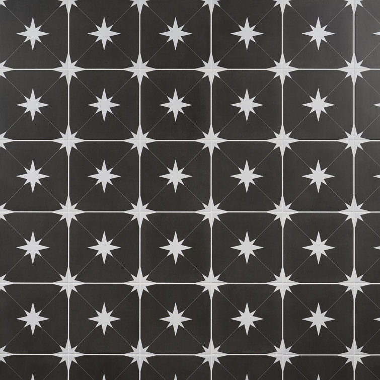 Moab 9" x 9" Matte Black and White Porcelain Tile