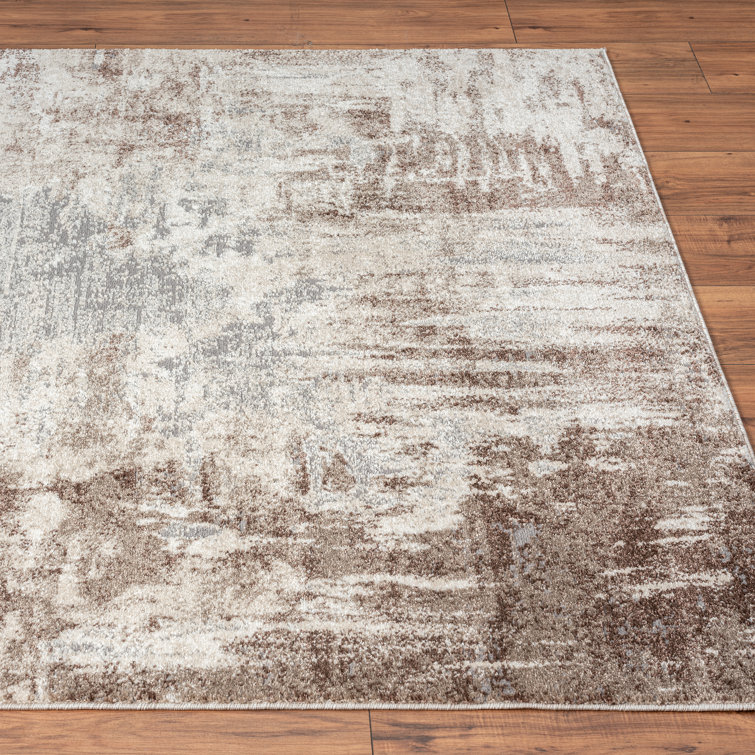 8' x 10' Brown Abstract Synthetic Area Rug