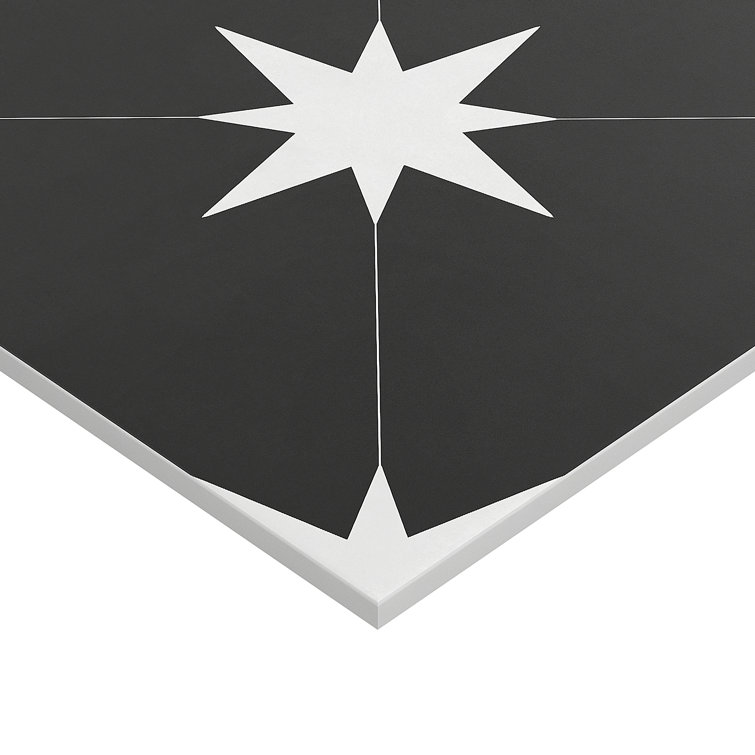 Moab 9" x 9" Matte Black and White Porcelain Tile