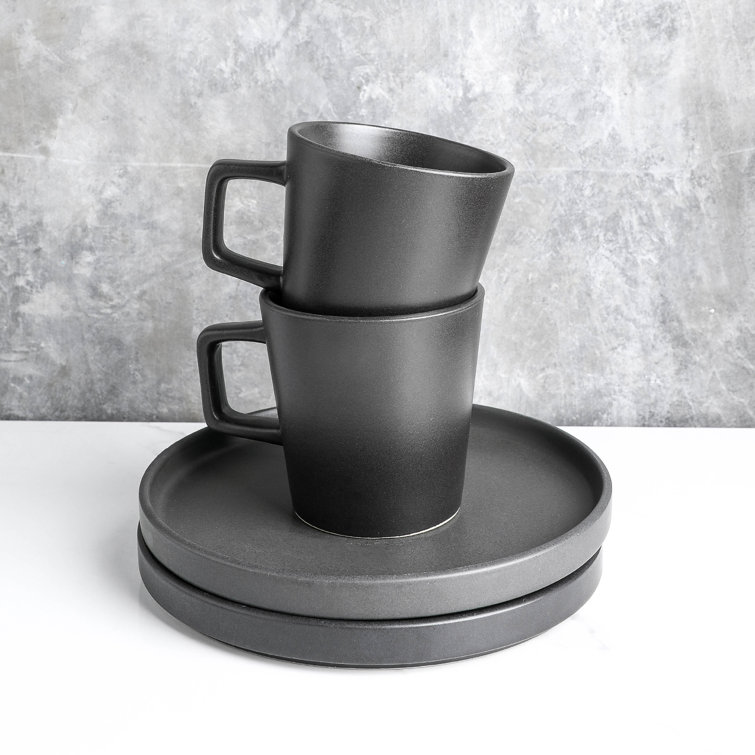 Matte Black Porcelain 16-Piece Outdoor Dinnerware Set