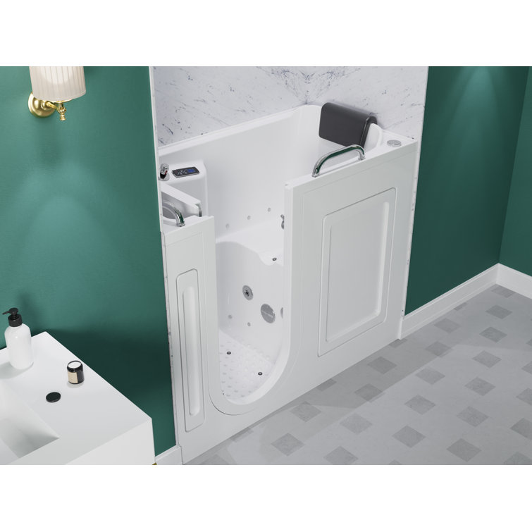 MediSpa 52.5'' White Acrylic Walk-In Bathtub with Air and Whirlpool Jets