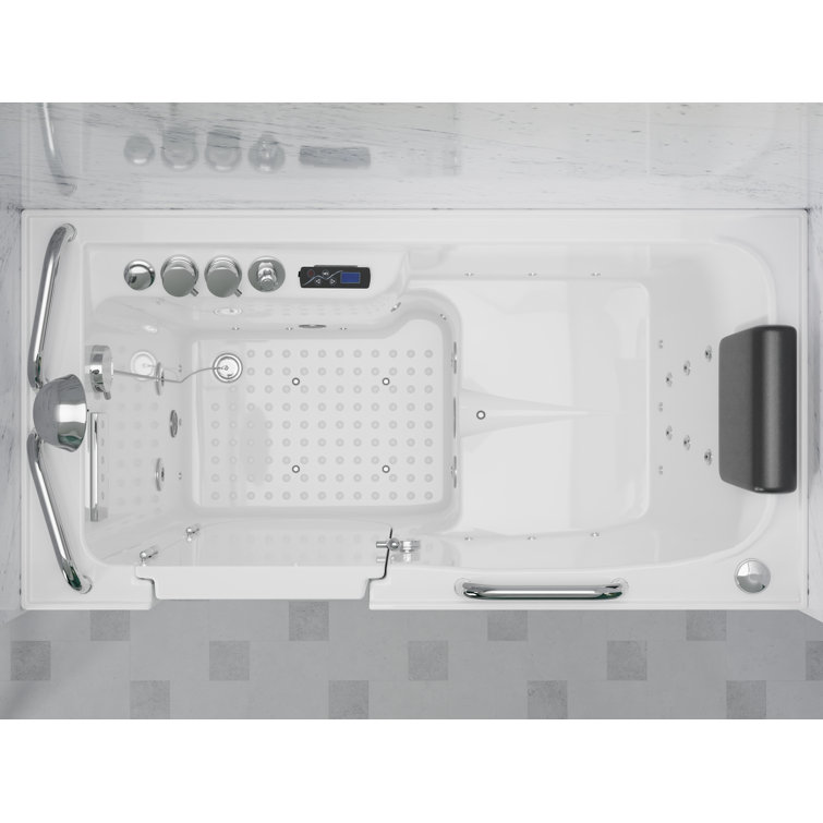 MediSpa 52.5'' White Acrylic Walk-In Bathtub with Air and Whirlpool Jets
