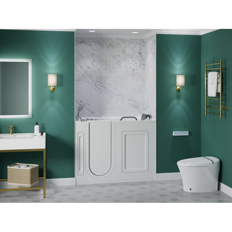 MediSpa 52.5'' White Acrylic Walk-In Bathtub with Air and Whirlpool Jets