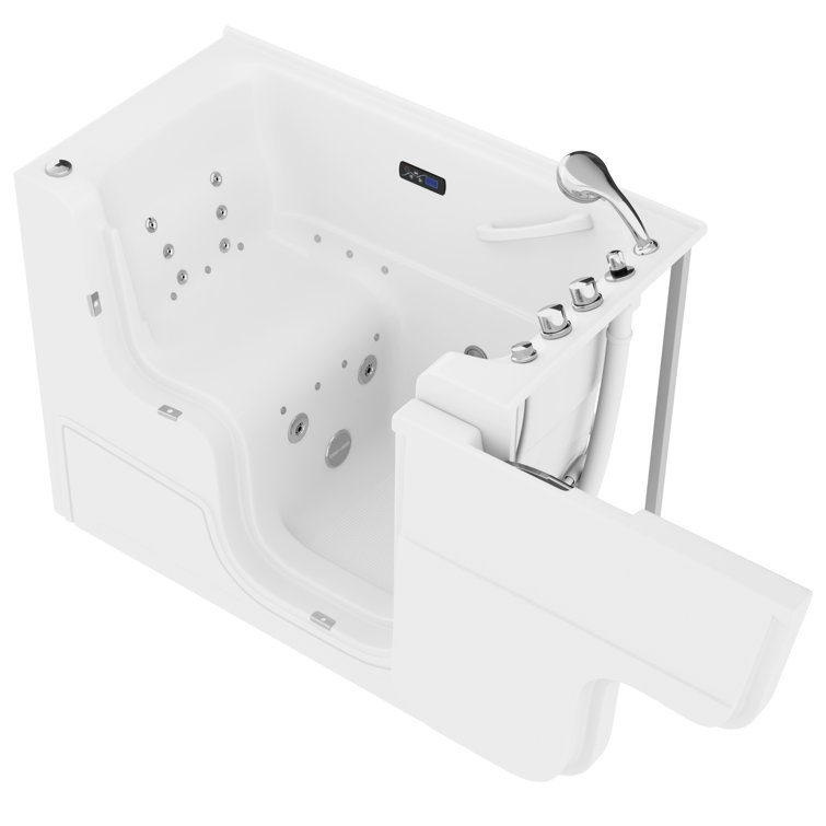 52.25'' White Acrylic Walk-In Bathtub with Jets
