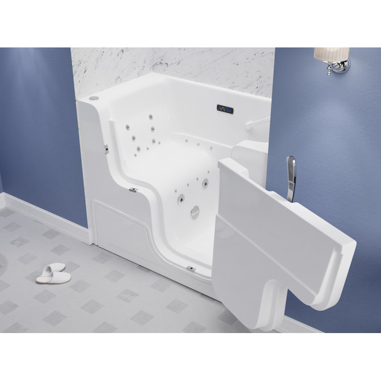 52.25'' White Acrylic Walk-In Bathtub with Jets