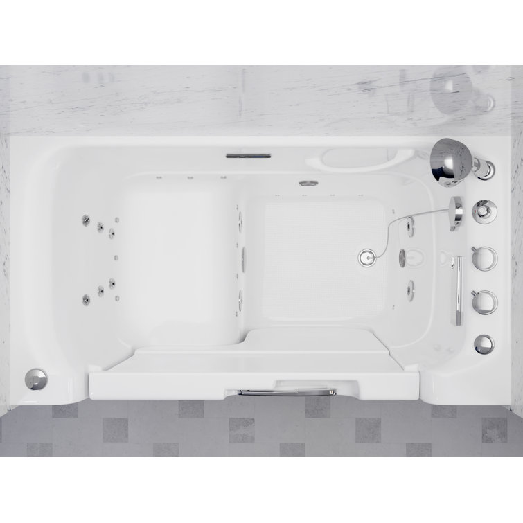 52.25'' White Acrylic Walk-In Bathtub with Jets