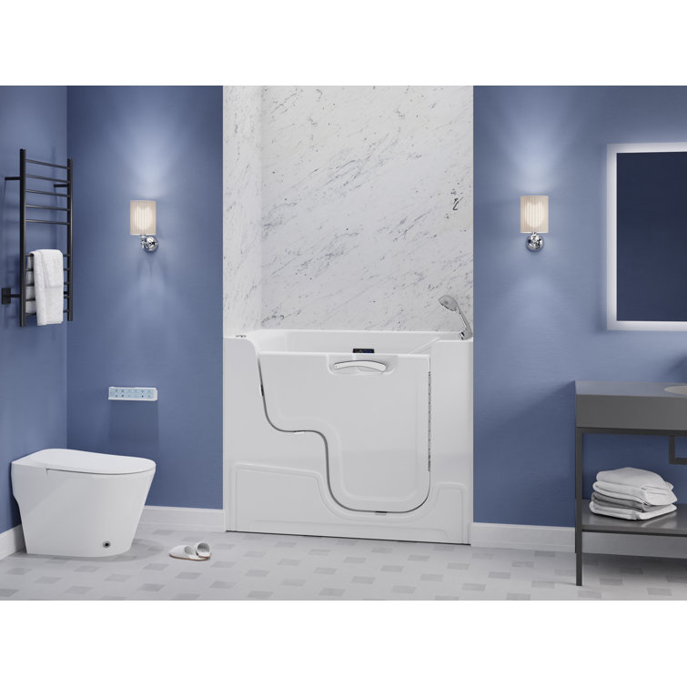 52.25'' White Acrylic Walk-In Bathtub with Jets