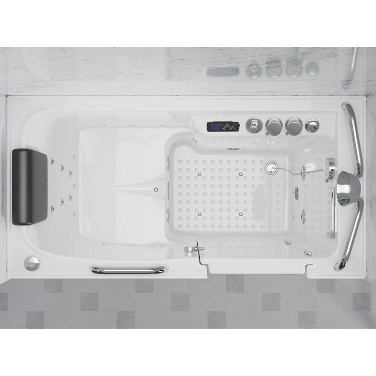 MediSpa 52.5'' White Acrylic Walk-In Bathtub with Air Jets
