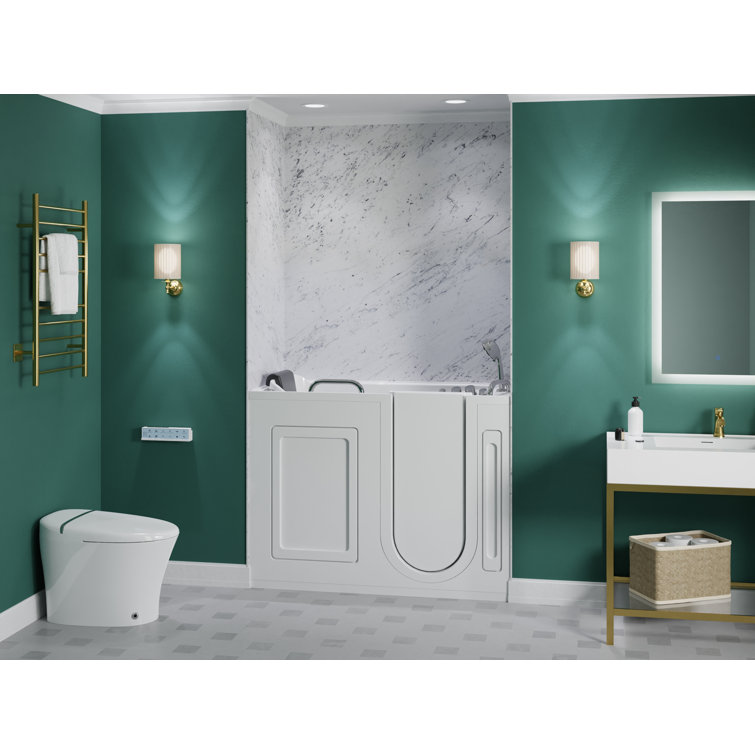 Arctic White Walk-In Acrylic Bathtub with Hydrotherapy Jets
