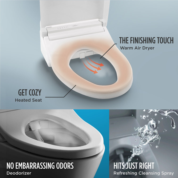White Elongated Two-Piece Toilet with Tornado Flush