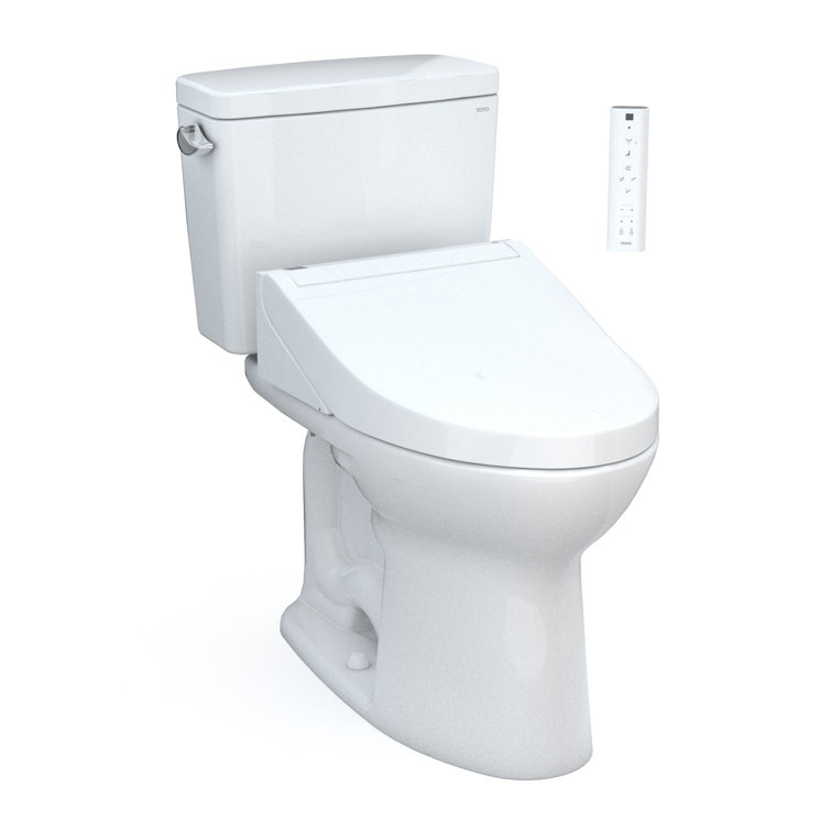 White Elongated Two-Piece Toilet with Tornado Flush