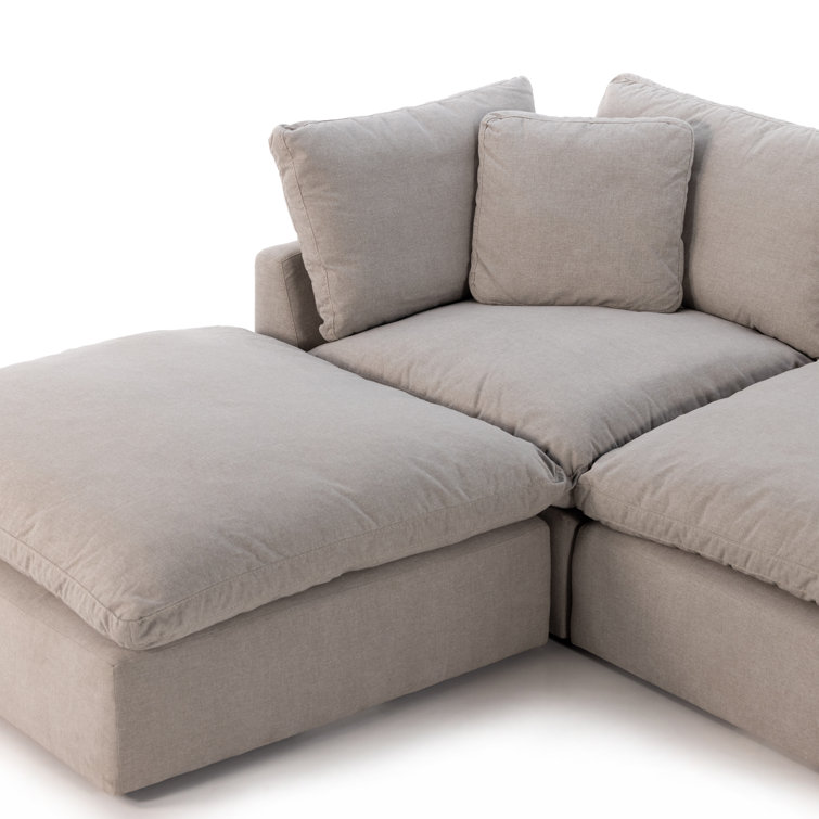 Destin Flannel Luxe 4-Piece Sectional Sofa with Ottoman