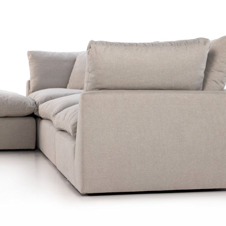 Destin Flannel Luxe 4-Piece Sectional Sofa with Ottoman