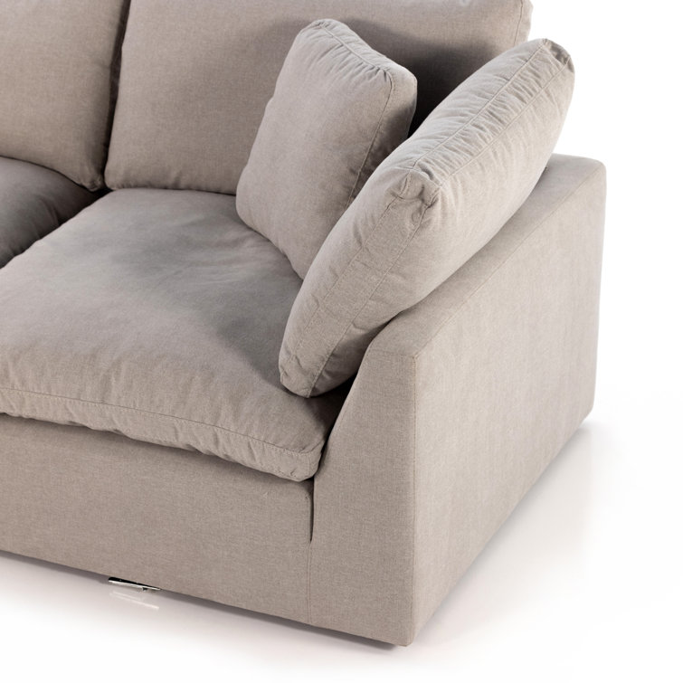 Destin Flannel Luxe 4-Piece Sectional Sofa with Ottoman