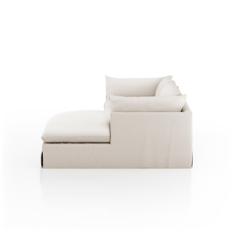 Nimbus Beige Linen 115'' Slipcover Chaise Sectional with Shelter Arms