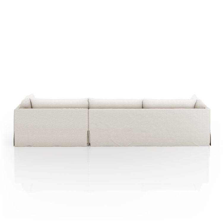 Nimbus Beige Linen 115'' Slipcover Chaise Sectional with Shelter Arms