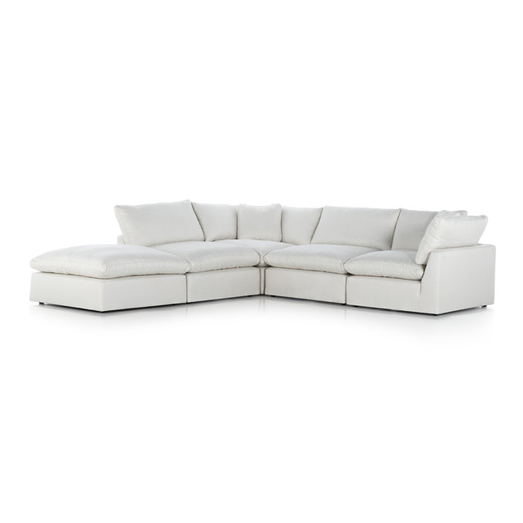 Anders Ivory 4-Piece Track Arm Sectional with Ottoman