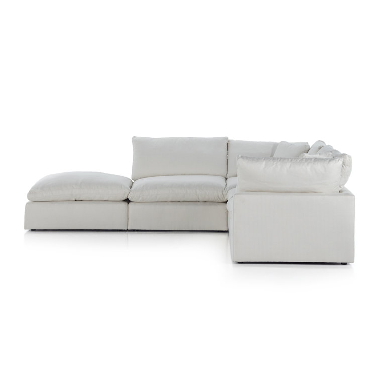 Anders Ivory 4-Piece Track Arm Sectional with Ottoman