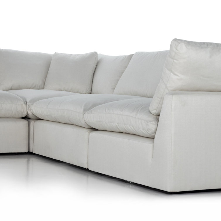 Anders Ivory 4-Piece Track Arm Sectional with Ottoman