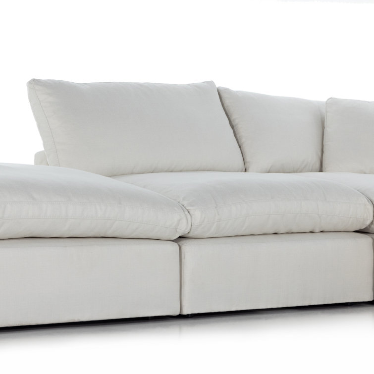 Anders Ivory 4-Piece Track Arm Sectional with Ottoman