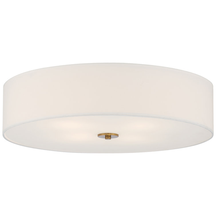Transitional 24" Antique Brushed Brass LED Drum Flush Mount