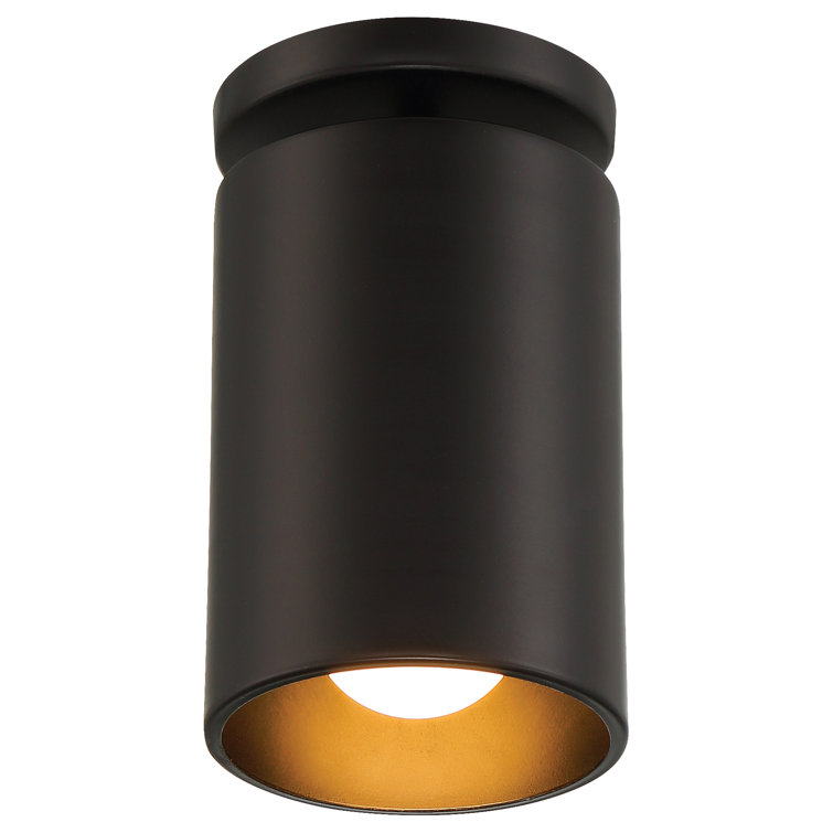 Transitional Matte Black Glass Jar LED Outdoor Flush Mount, 7.75" H