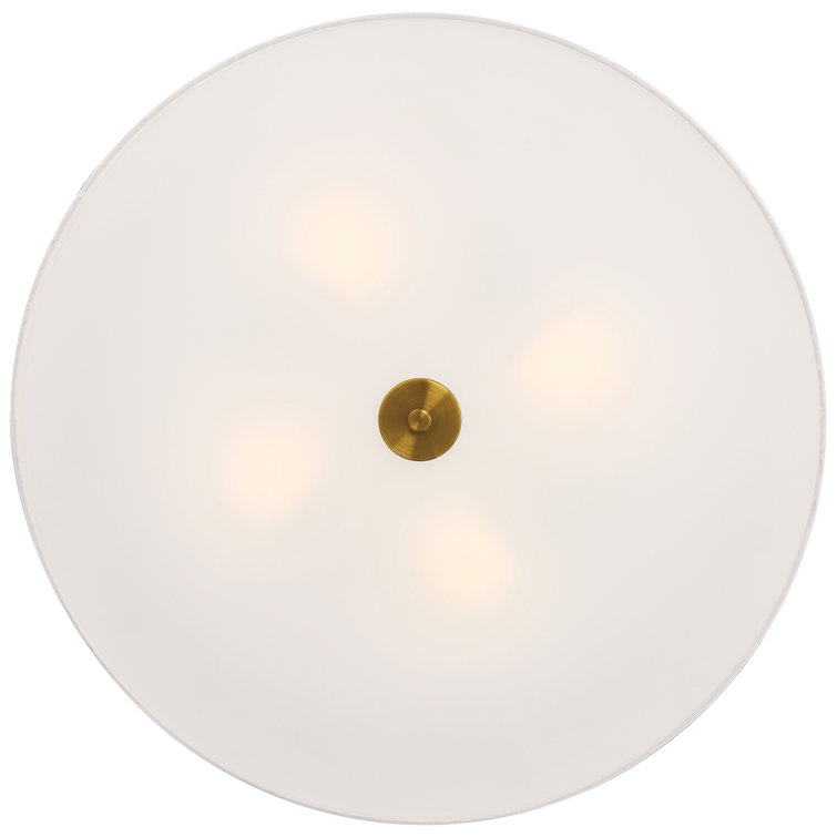 Transitional 24" Antique Brushed Brass LED Drum Flush Mount