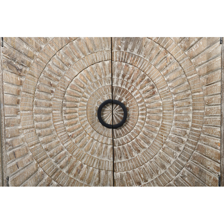 Viva 65'' Rustic Oak Hand-Carved Mango Wood Sideboard