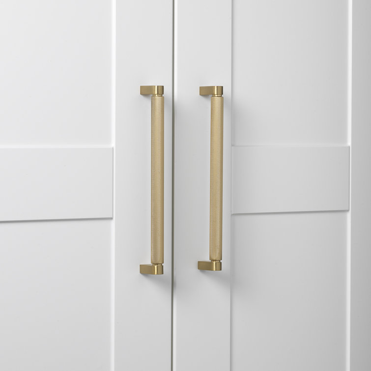 Satin Gold Knurled Bar Pull with Mounting Hardware