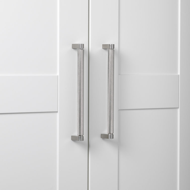 Satin Nickel Knurled Cabinet Bar Pull with Mounting Hardware