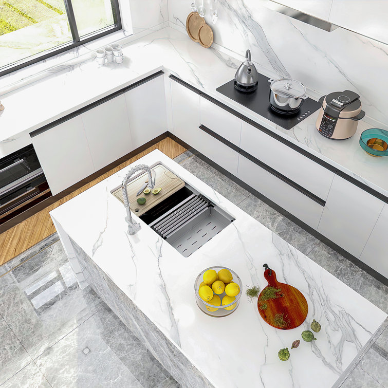 Sinber 33" Stainless Steel Double Bowl Drop-In Workstation Sink