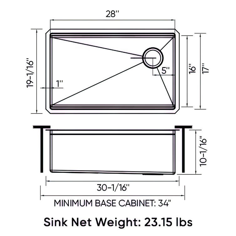 Sinber 30" Stainless Steel Drop-In Single Bowl Workstation Kitchen Sink