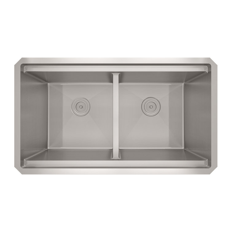 Sinber 33" Stainless Steel Double Bowl Drop-In Workstation Sink