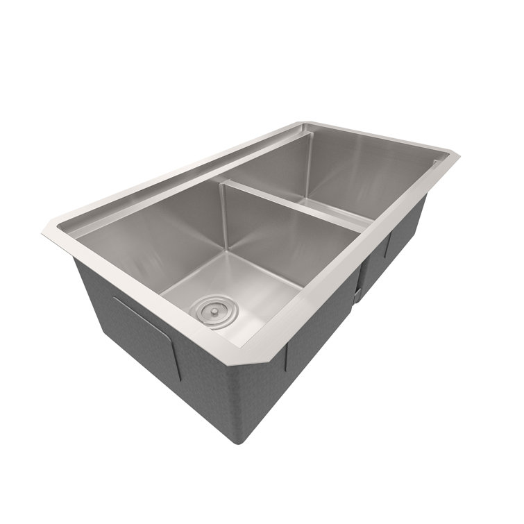 Sinber 33" Stainless Steel Double Bowl Drop-In Workstation Sink