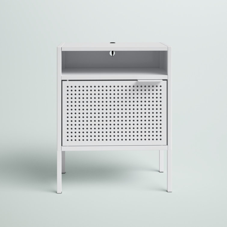 Gemma 19" White Metal Nightstand with USB Port
