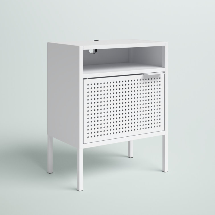 Gemma 19" White Metal Nightstand with USB Port